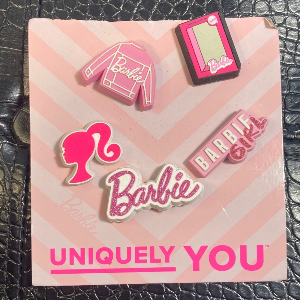 NWT Barbie X CROCS 5 Jibbitz COPYRIGHT Mattel and Crocs